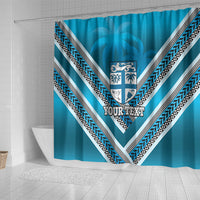Custom Fiji Rugby Shower Curtain Fijian Warrior With Polynesian Tribal Tattoos LT9 - Polynesian Pride