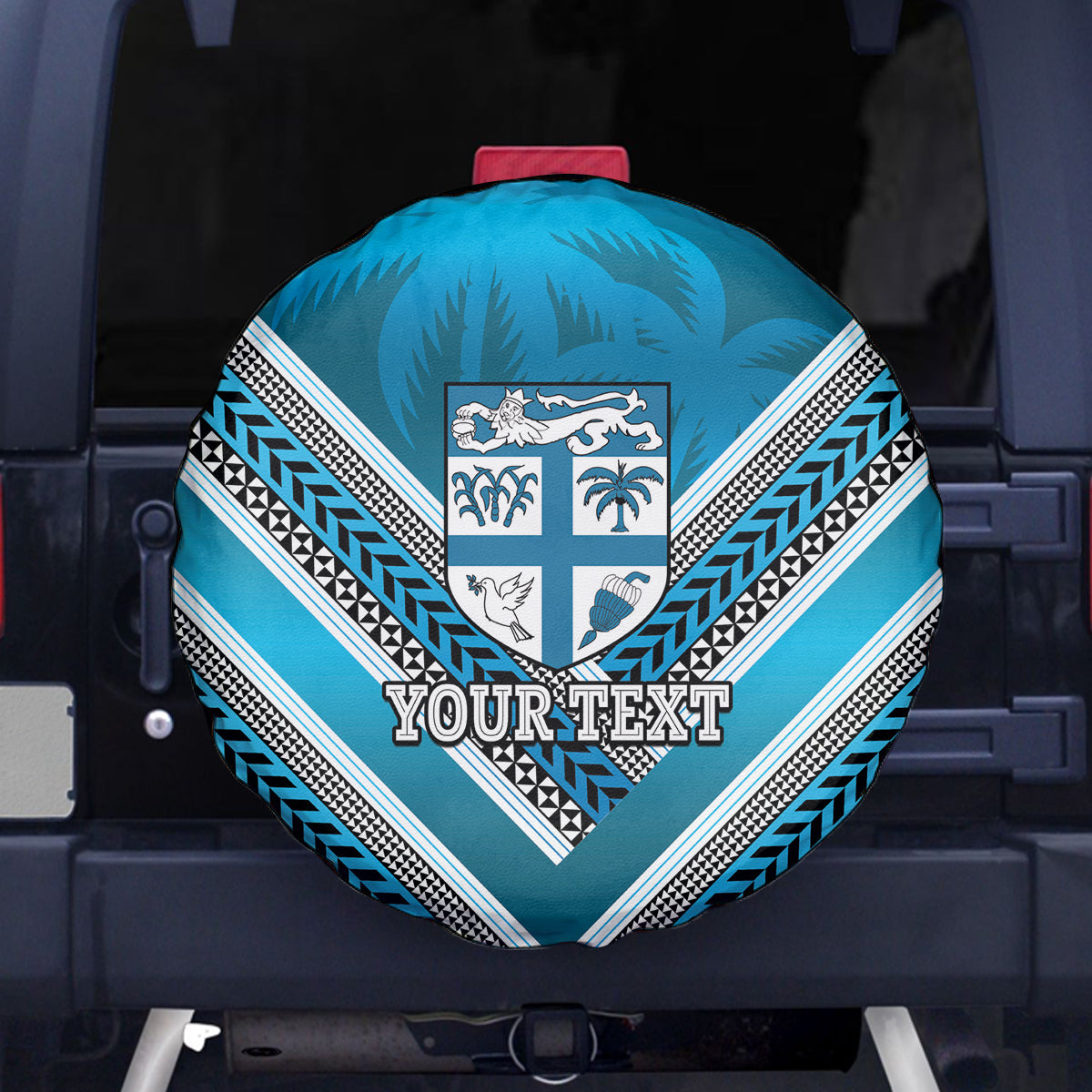 Custom Fiji Rugby Spare Tire Cover Fijian Warrior With Polynesian Tribal Tattoos LT9 - Polynesian Pride