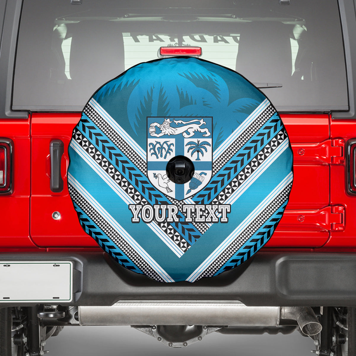 Custom Fiji Rugby Spare Tire Cover Fijian Warrior With Polynesian Tribal Tattoos LT9 - Polynesian Pride