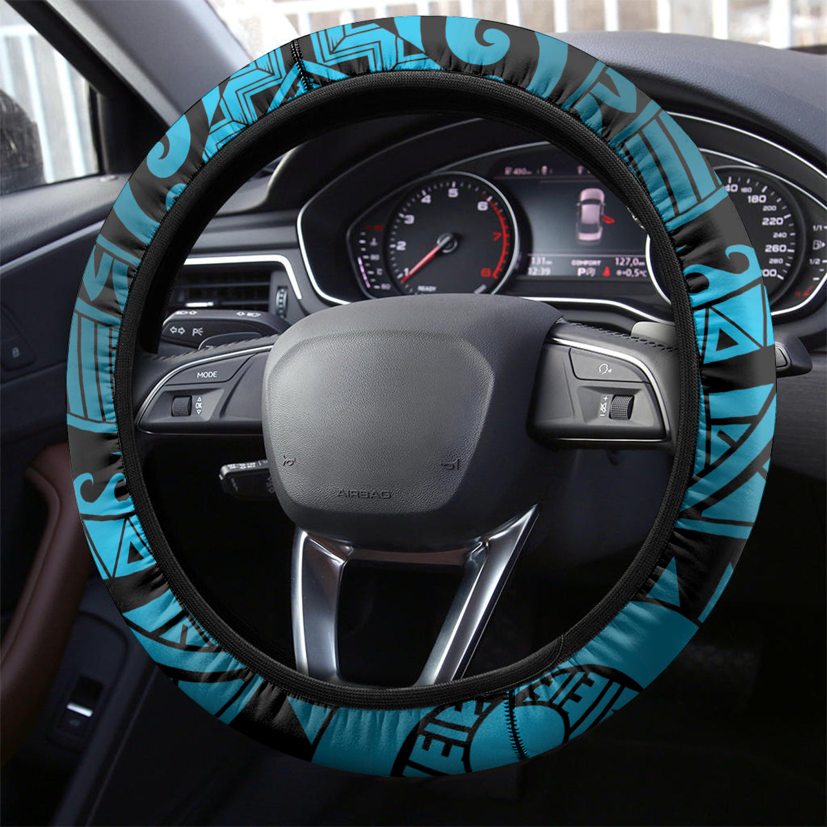 Custom Fiji Rugby Steering Wheel Cover Fijian Warrior With Polynesian Tribal Tattoos LT9 - Polynesian Pride