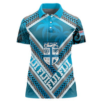 Custom Fiji Rugby Women Polo Shirt Fijian Warrior With Polynesian Tribal Tattoos