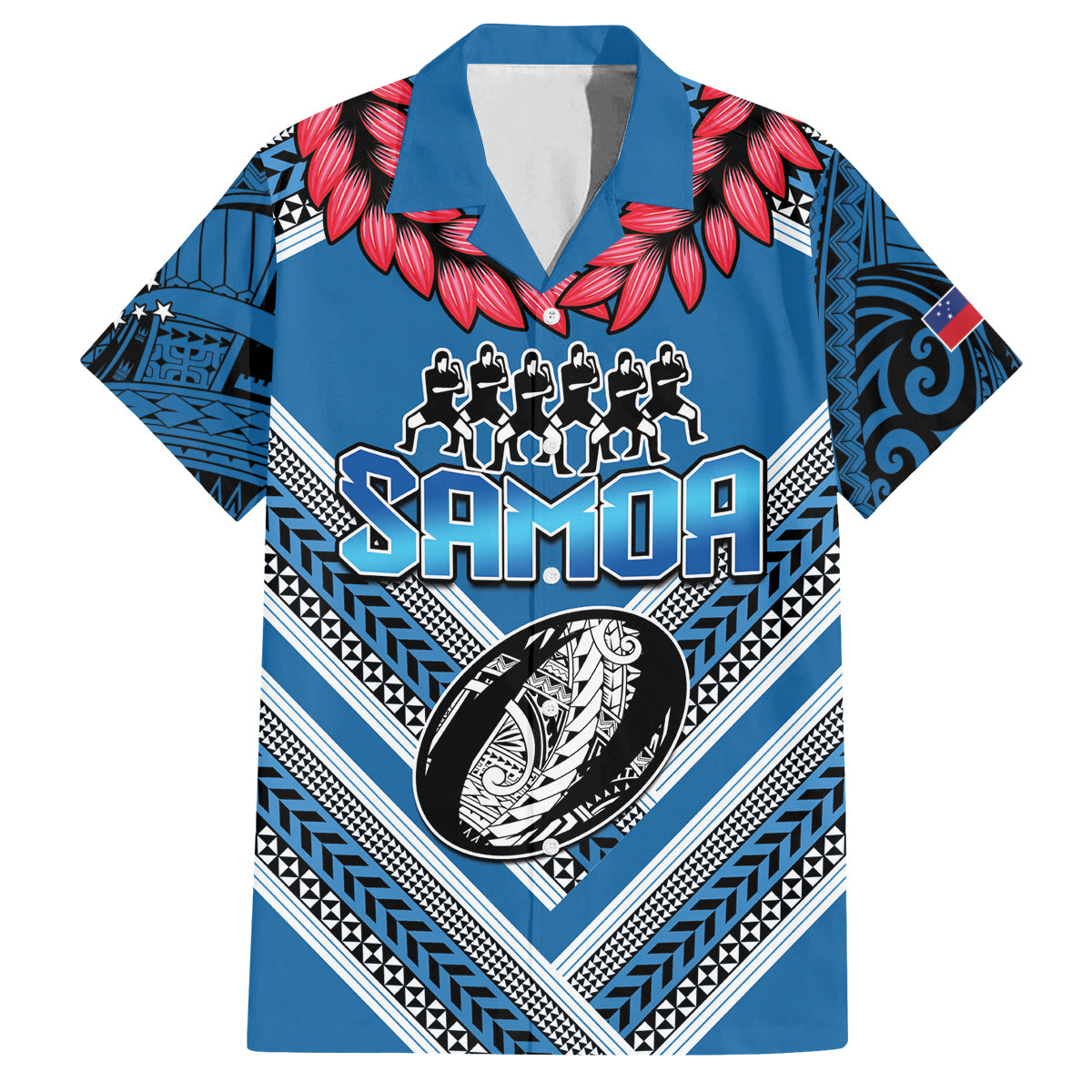 Custom Manuma Samoa Rugby Family Matching Off The Shoulder Long Sleeve Dress and Hawaiian Shirt Ula fala Samoan Siva Tau Tribal
