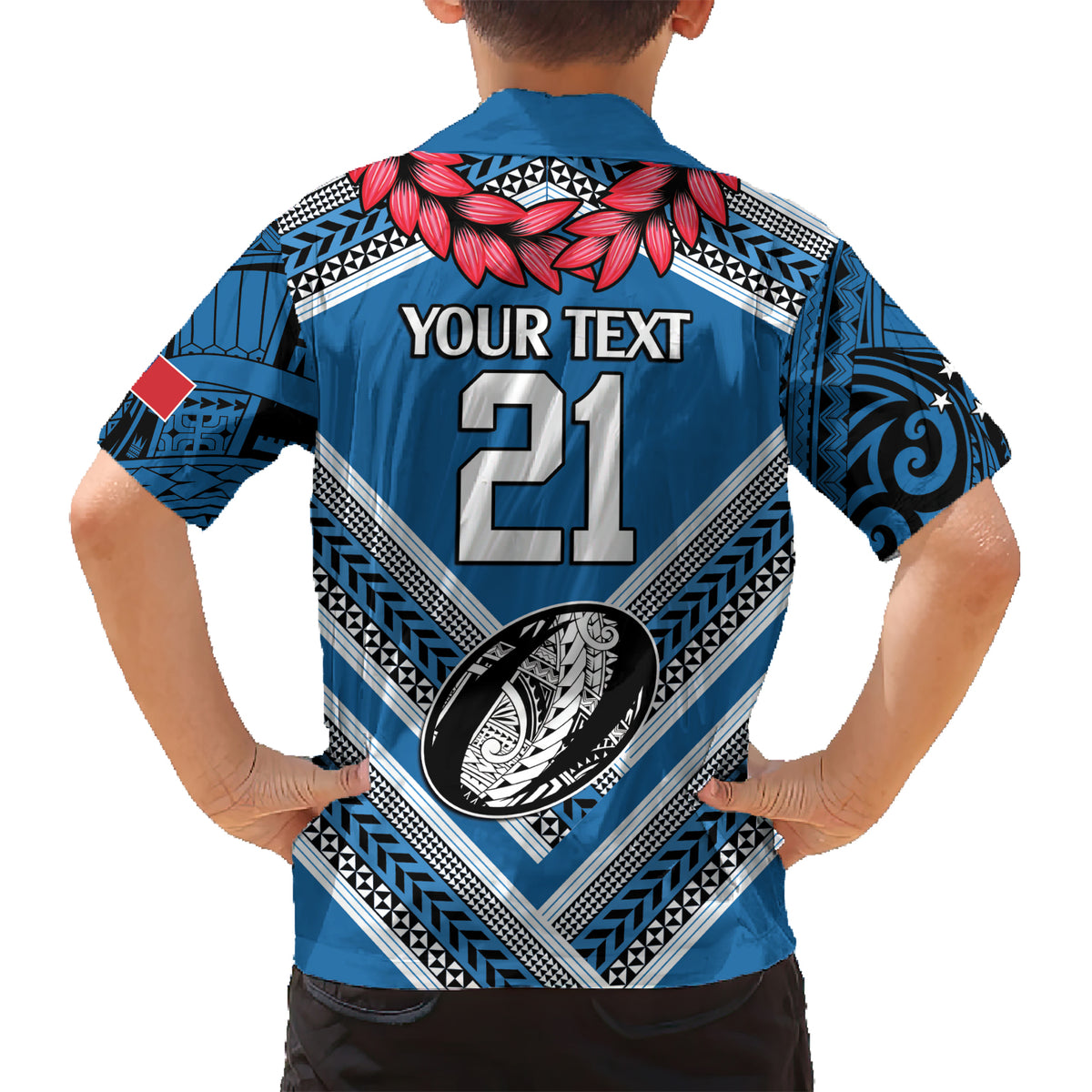 Custom Manuma Samoa Rugby Kid Hawaiian Shirt Ula fala Samoan Siva Tau Tribal LT9 - Polynesian Pride