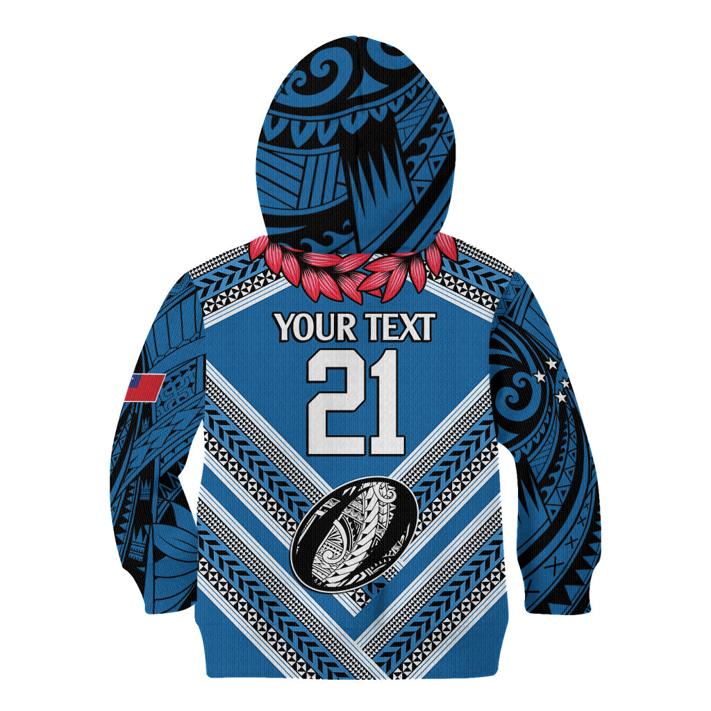 Custom Manuma Samoa Rugby Kid Hoodie Ula fala Samoan Siva Tau Tribal