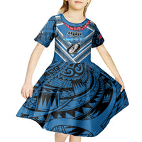 Custom Manuma Samoa Rugby Kid Short Sleeve Dress Ula fala Samoan Siva Tau Tribal LT9 - Polynesian Pride