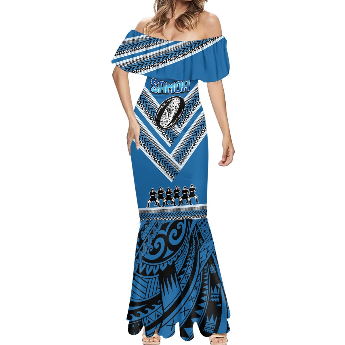 Custom Manuma Samoa Rugby Mermaid Dress Ula fala Samoan Siva Tau Tribal LT9 - Polynesian Pride