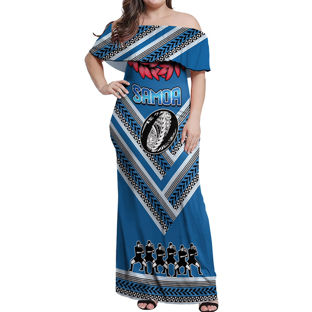 Custom Manuma Samoa Rugby Off Shoulder Maxi Dress Ula fala Samoan Siva Tau Tribal