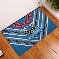 Custom Manuma Samoa Rugby Rubber Doormat Ula fala Samoan Siva Tau Tribal LT9 Blue - Polynesian Pride