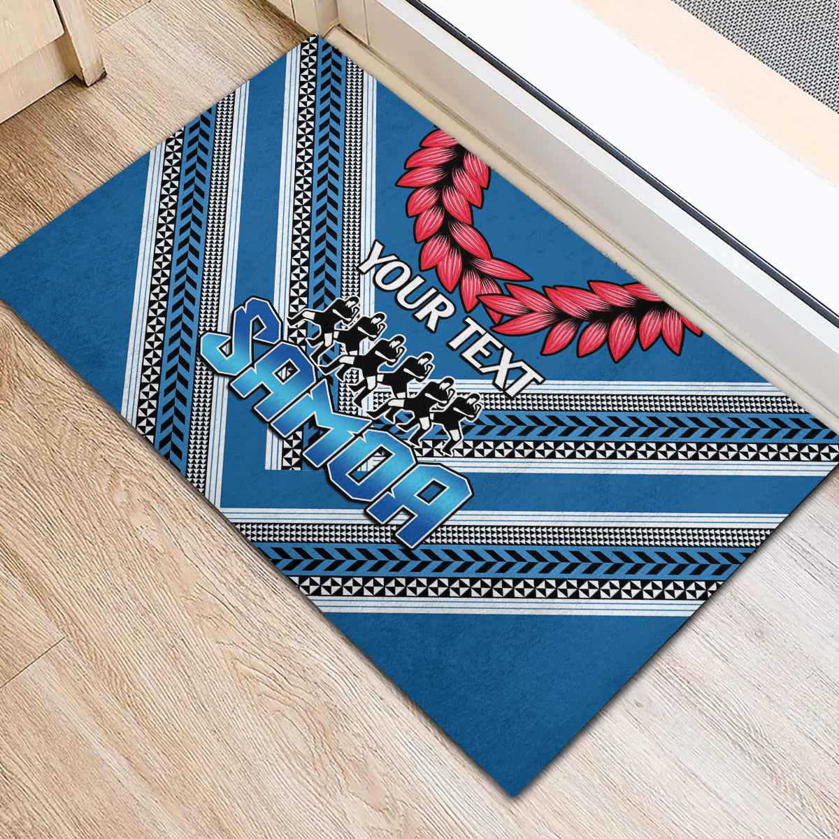 Custom Manuma Samoa Rugby Rubber Doormat Ula fala Samoan Siva Tau Tribal LT9 - Polynesian Pride