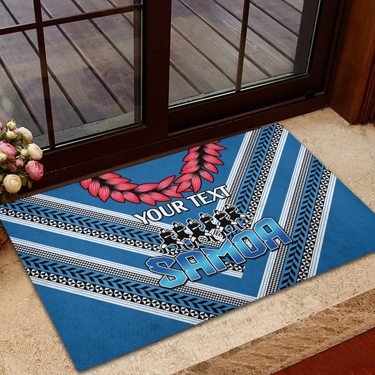 Custom Manuma Samoa Rugby Rubber Doormat Ula fala Samoan Siva Tau Tribal LT9 - Polynesian Pride