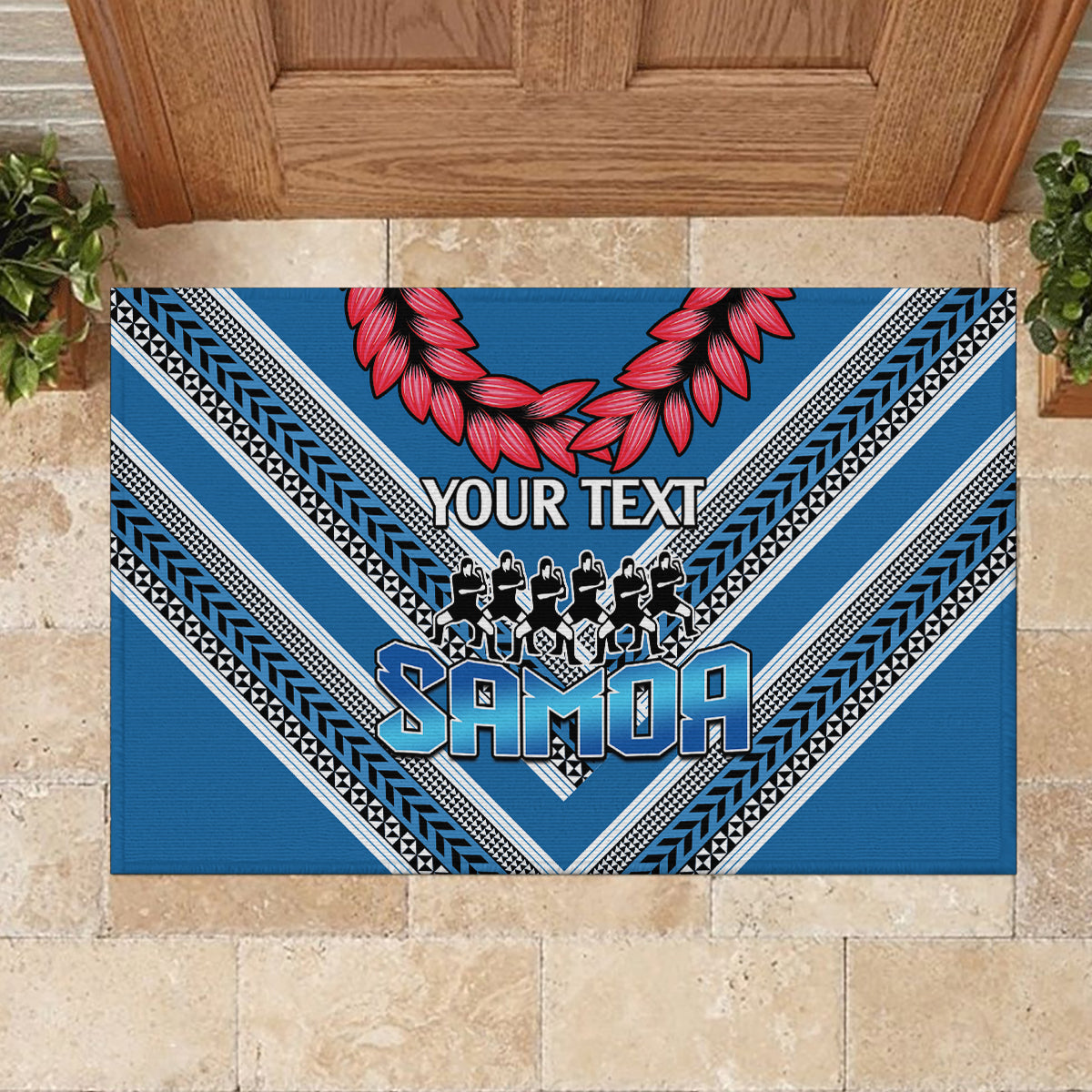 Custom Manuma Samoa Rugby Rubber Doormat Ula fala Samoan Siva Tau Tribal LT9 - Polynesian Pride