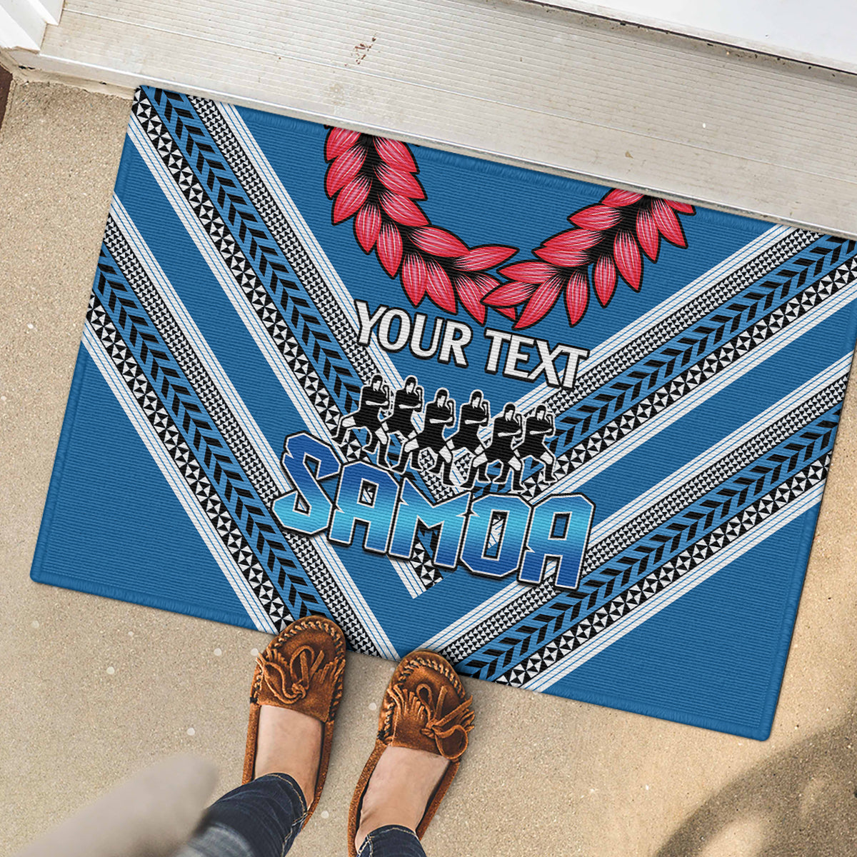 Custom Manuma Samoa Rugby Rubber Doormat Ula fala Samoan Siva Tau Tribal LT9 - Polynesian Pride
