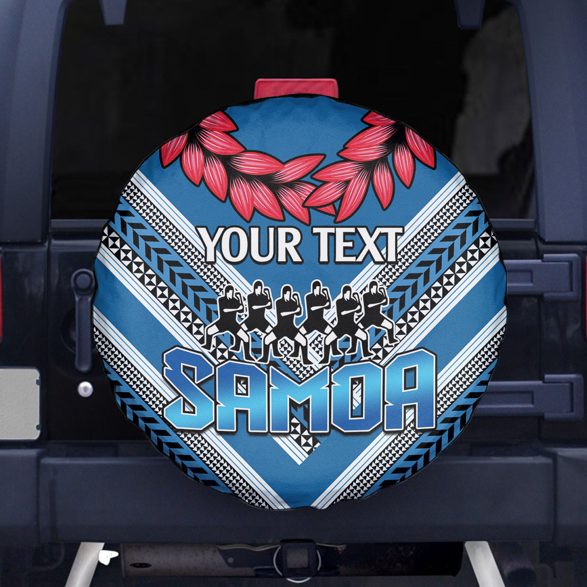 Custom Manuma Samoa Rugby Spare Tire Cover Ula fala Samoan Siva Tau Tribal