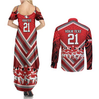 Custom Tonga Rugby Couples Matching Summer Maxi Dress and Long Sleeve Button Shirt Tonga Sipi Tau Ngatu Tribal Pattern