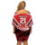 Custom Tonga Rugby Off Shoulder Short Dress Tonga Sipi Tau Ngatu Tribal Pattern