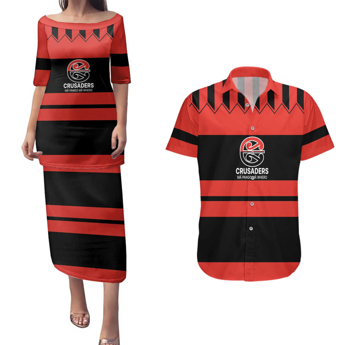 New Zealand Rugby Pacific Custom Couples Matching Puletasi and Hawaiian Shirt Whatumoana Classic Retro 2025 LT9 Red - Polynesian Pride