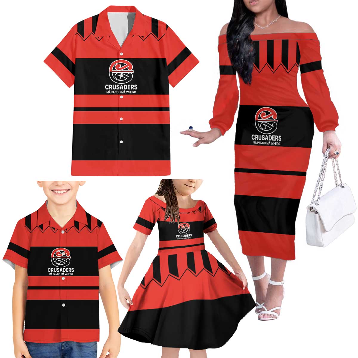 New Zealand Rugby Pacific Custom Family Matching Off The Shoulder Long Sleeve Dress and Hawaiian Shirt Whatumoana Classic Retro 2025