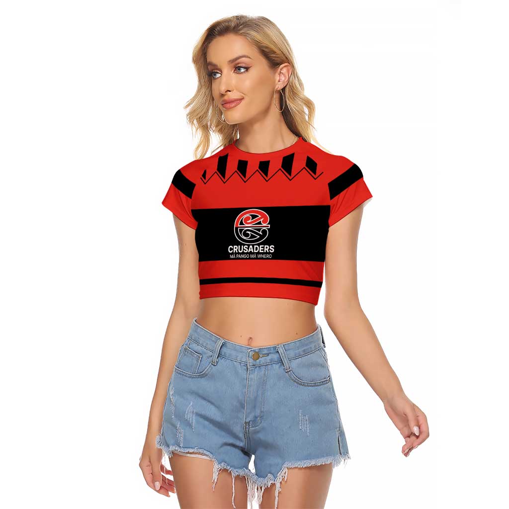 New Zealand Rugby Pacific Custom Raglan Cropped T Shirt Whatumoana Classic Retro 2025 LT9 Female Red - Polynesian Pride