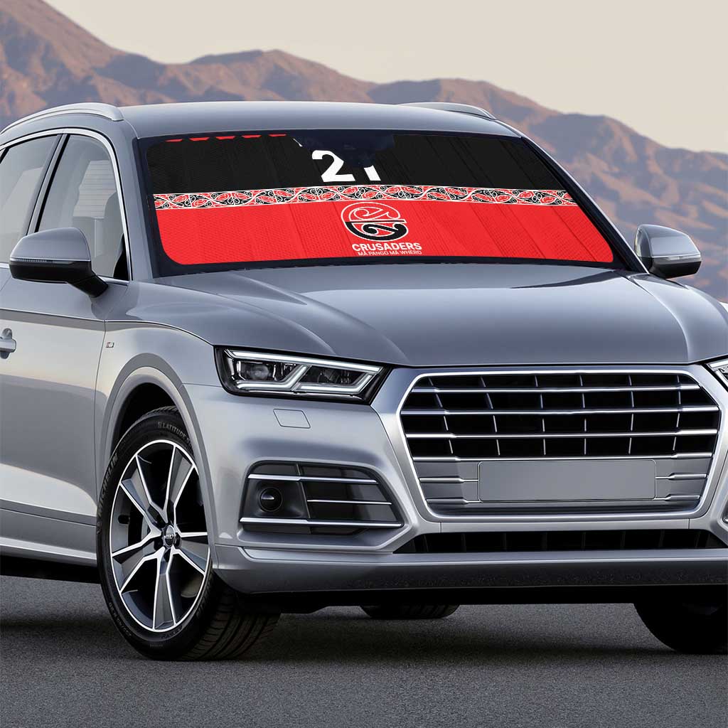 New Zealand Rugby Pacific Custom Auto Sun Shade Whatumoana Maori Kowhaiwhai Pattern - Polynesian Pride