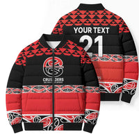 New Zealand Rugby Pacific Custom Bomber Puffer Jacket Whatumoana Maori Kowhaiwhai Pattern - Polynesian Pride
