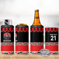 New Zealand Rugby Pacific Custom 4 in 1 Can Cooler Tumbler Whatumoana Maori Kowhaiwhai Pattern LT9 - Polynesian Pride