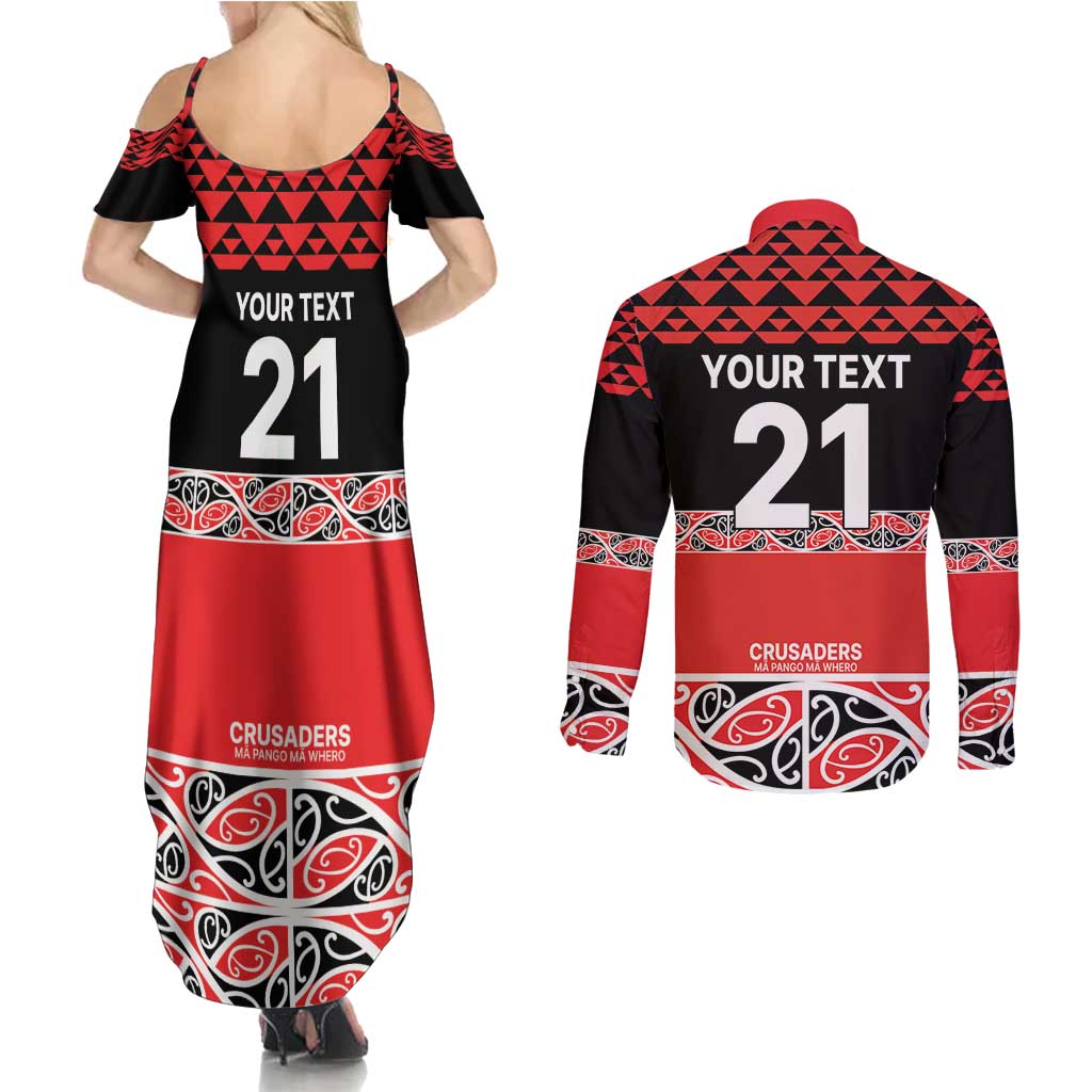 New Zealand Rugby Pacific Custom Couples Matching Summer Maxi Dress and Long Sleeve Button Shirt Whatumoana Maori Kowhaiwhai Pattern LT9 - Polynesian Pride