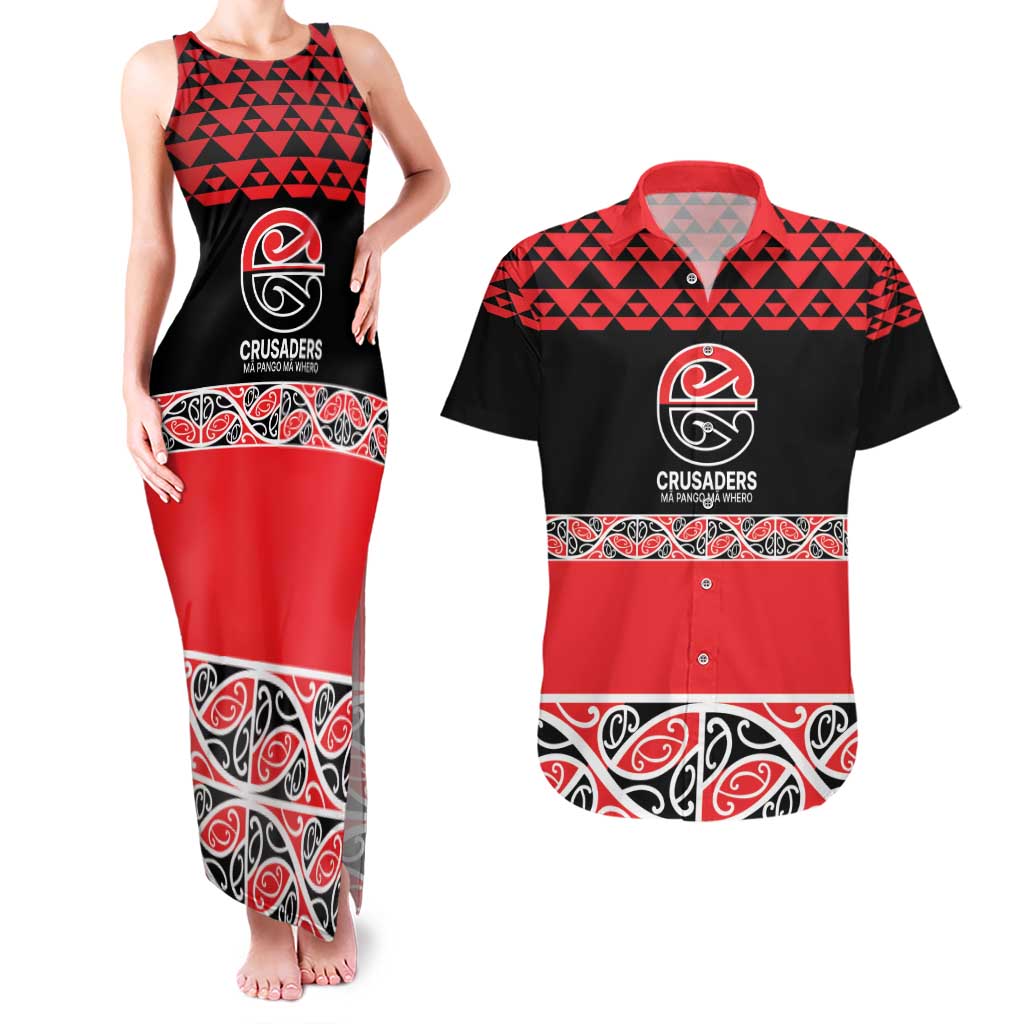 New Zealand Rugby Pacific Custom Couples Matching Tank Maxi Dress and Hawaiian Shirt Whatumoana Maori Kowhaiwhai Pattern LT9 Blue - Polynesian Pride