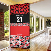 New Zealand Rugby Pacific Custom Door Cover Whatumoana Maori Kowhaiwhai Pattern - Polynesian Pride