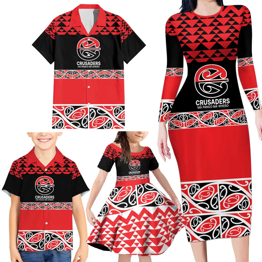 New Zealand Rugby Pacific Custom Family Matching Long Sleeve Bodycon Dress and Hawaiian Shirt Whatumoana Maori Kowhaiwhai Pattern LT9 - Polynesian Pride