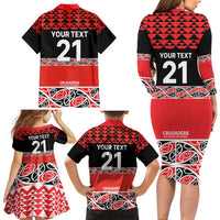 New Zealand Rugby Pacific Custom Family Matching Long Sleeve Bodycon Dress and Hawaiian Shirt Whatumoana Maori Kowhaiwhai Pattern LT9 - Polynesian Pride