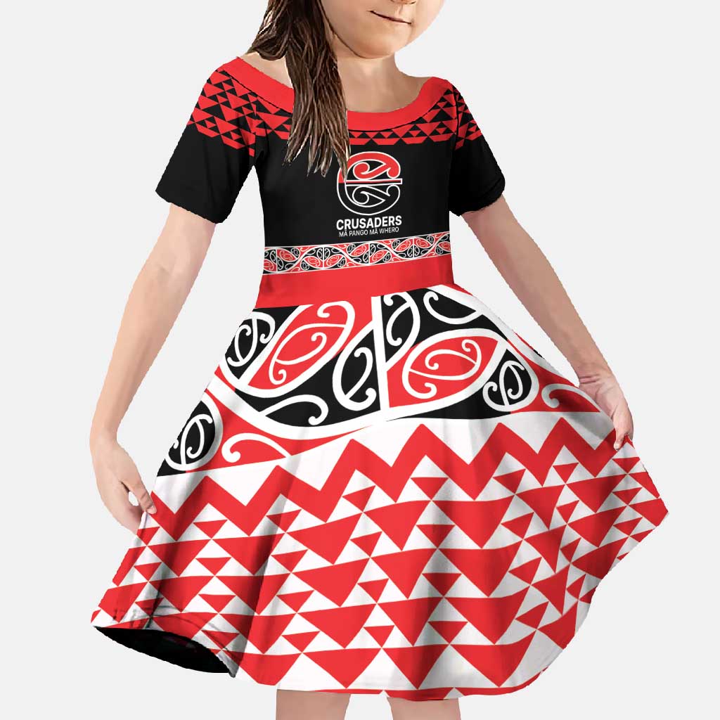 New Zealand Rugby Pacific Custom Family Matching Mermaid Dress and Hawaiian Shirt Whatumoana Maori Kowhaiwhai Pattern LT9 Daughter's Dress Blue - Polynesian Pride