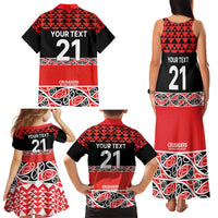 New Zealand Rugby Pacific Custom Family Matching Tank Maxi Dress and Hawaiian Shirt Whatumoana Maori Kowhaiwhai Pattern LT9 - Polynesian Pride
