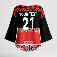 New Zealand Rugby Pacific Custom Kimono Sleeve Blouse Whatumoana Maori Kowhaiwhai Pattern - Polynesian Pride