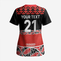 New Zealand Rugby Pacific Custom Scrub Top Whatumoana Maori Kowhaiwhai Pattern - Polynesian Pride