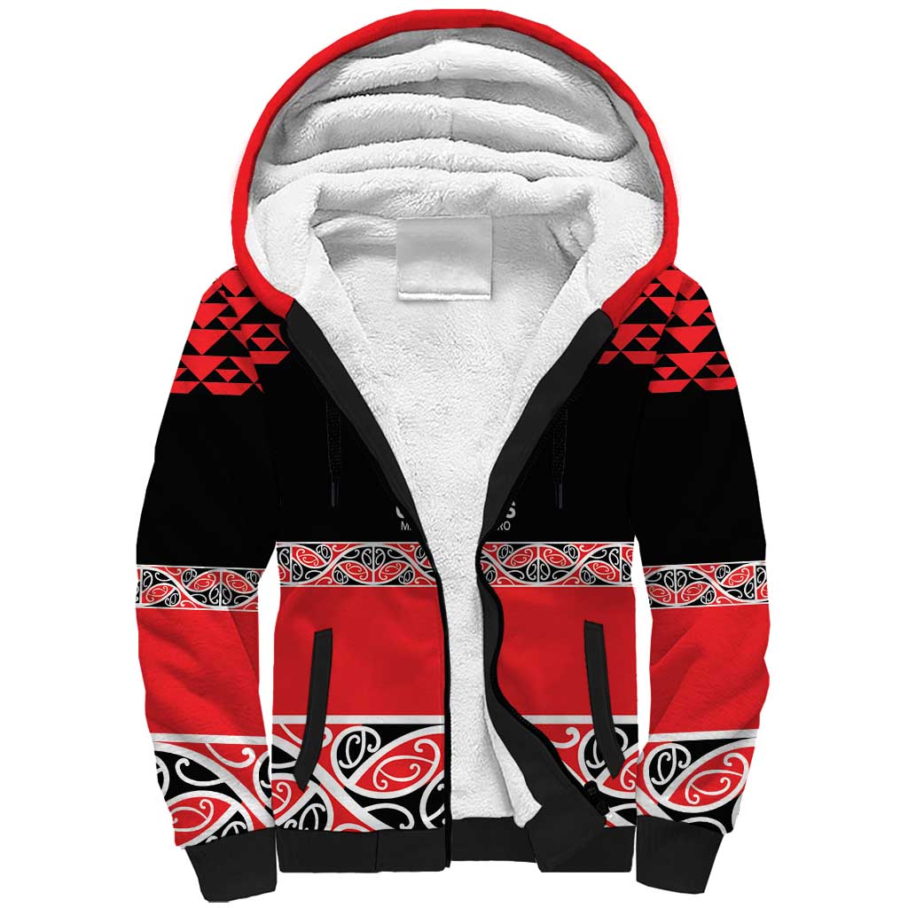 New Zealand Rugby Pacific Custom Sherpa Hoodie Whatumoana Maori Kowhaiwhai Pattern