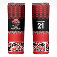 New Zealand Rugby Pacific Custom Skinny Tumbler Whatumoana Maori Kowhaiwhai Pattern LT9 Blue - Polynesian Pride
