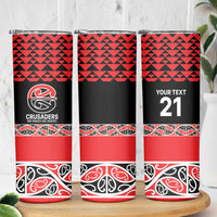 New Zealand Rugby Pacific Custom Skinny Tumbler Whatumoana Maori Kowhaiwhai Pattern LT9 - Polynesian Pride