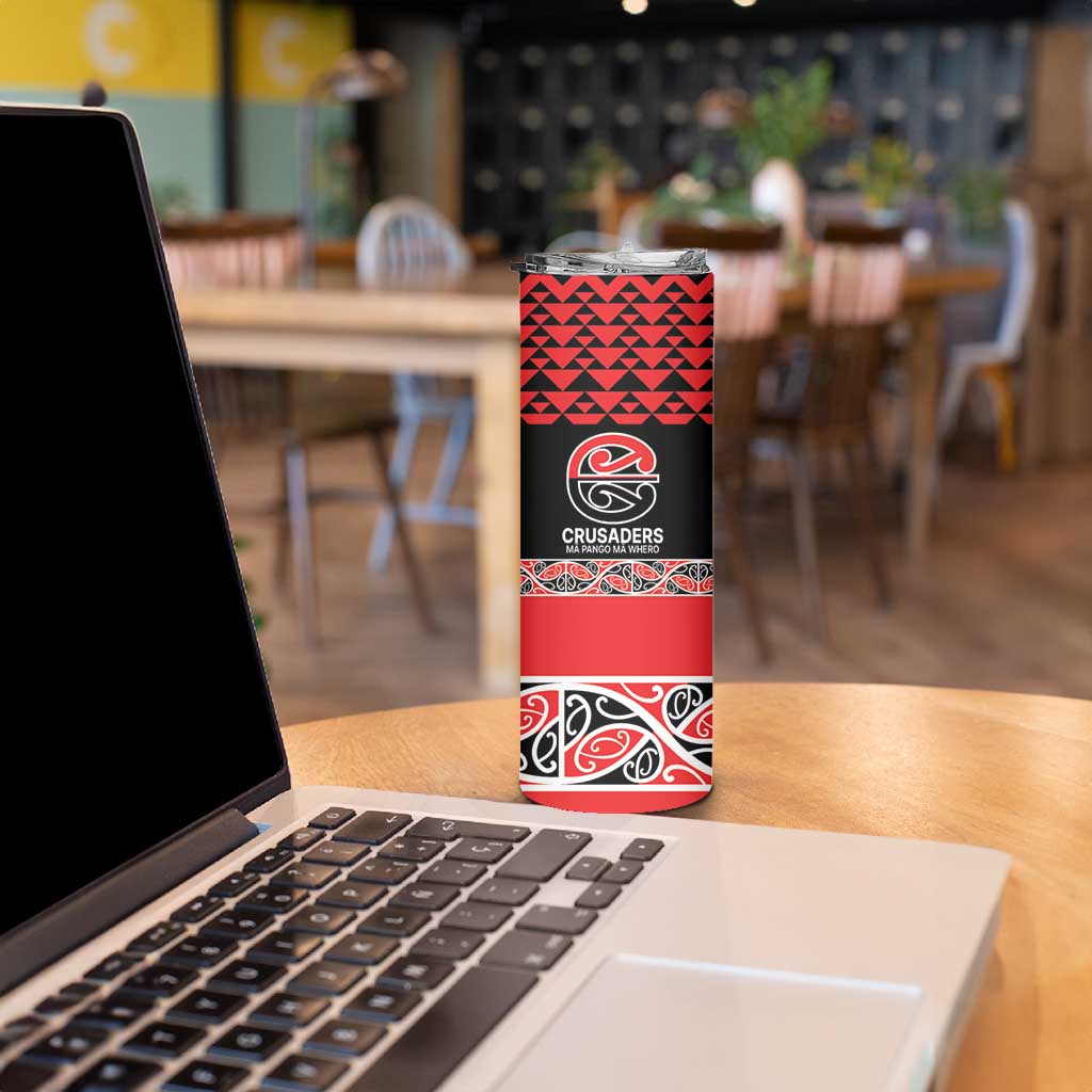 New Zealand Rugby Pacific Custom Skinny Tumbler Whatumoana Maori Kowhaiwhai Pattern LT9 - Polynesian Pride