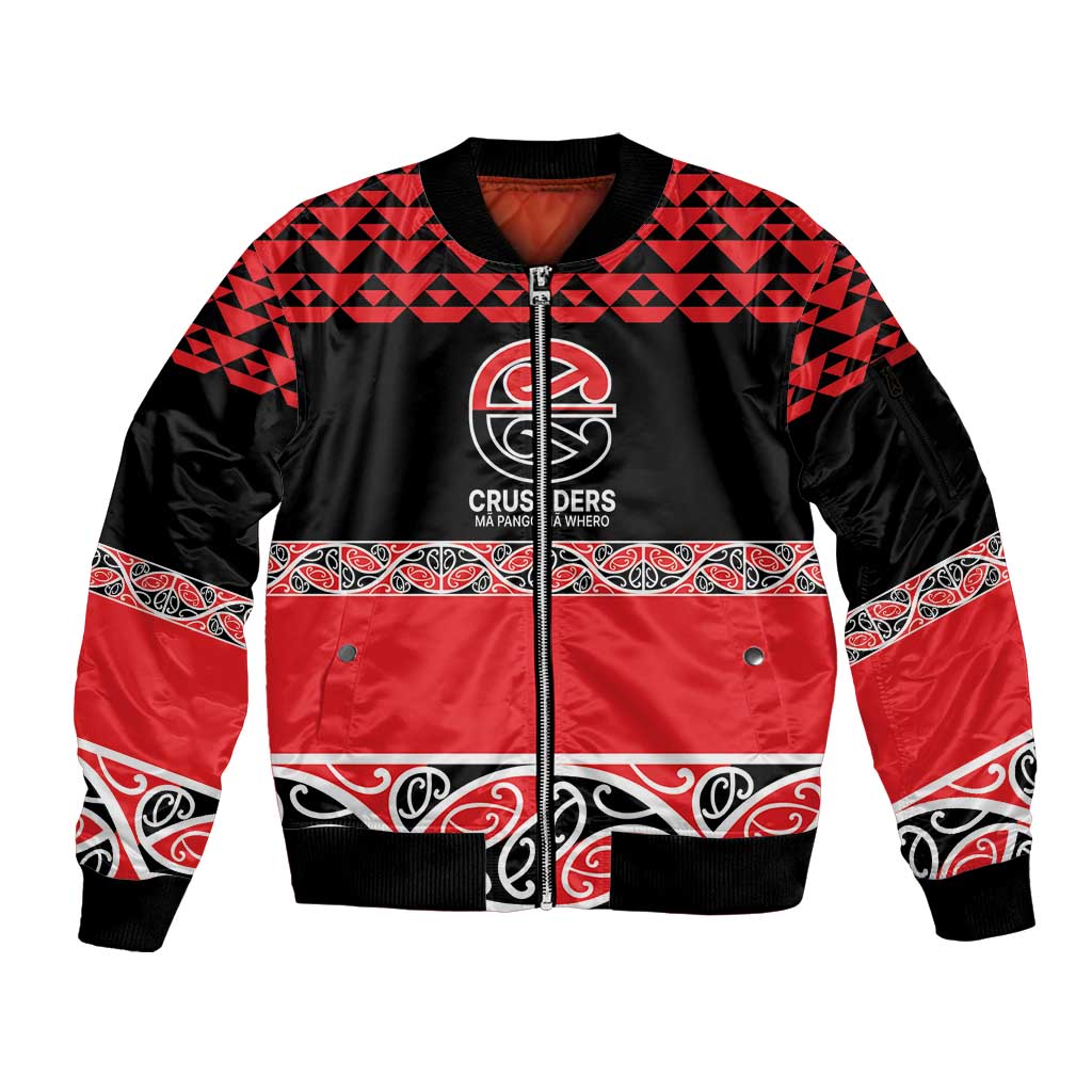 New Zealand Rugby Pacific Custom Sleeve Zip Bomber Jacket Whatumoana Maori Kowhaiwhai Pattern LT9 Unisex Blue - Polynesian Pride