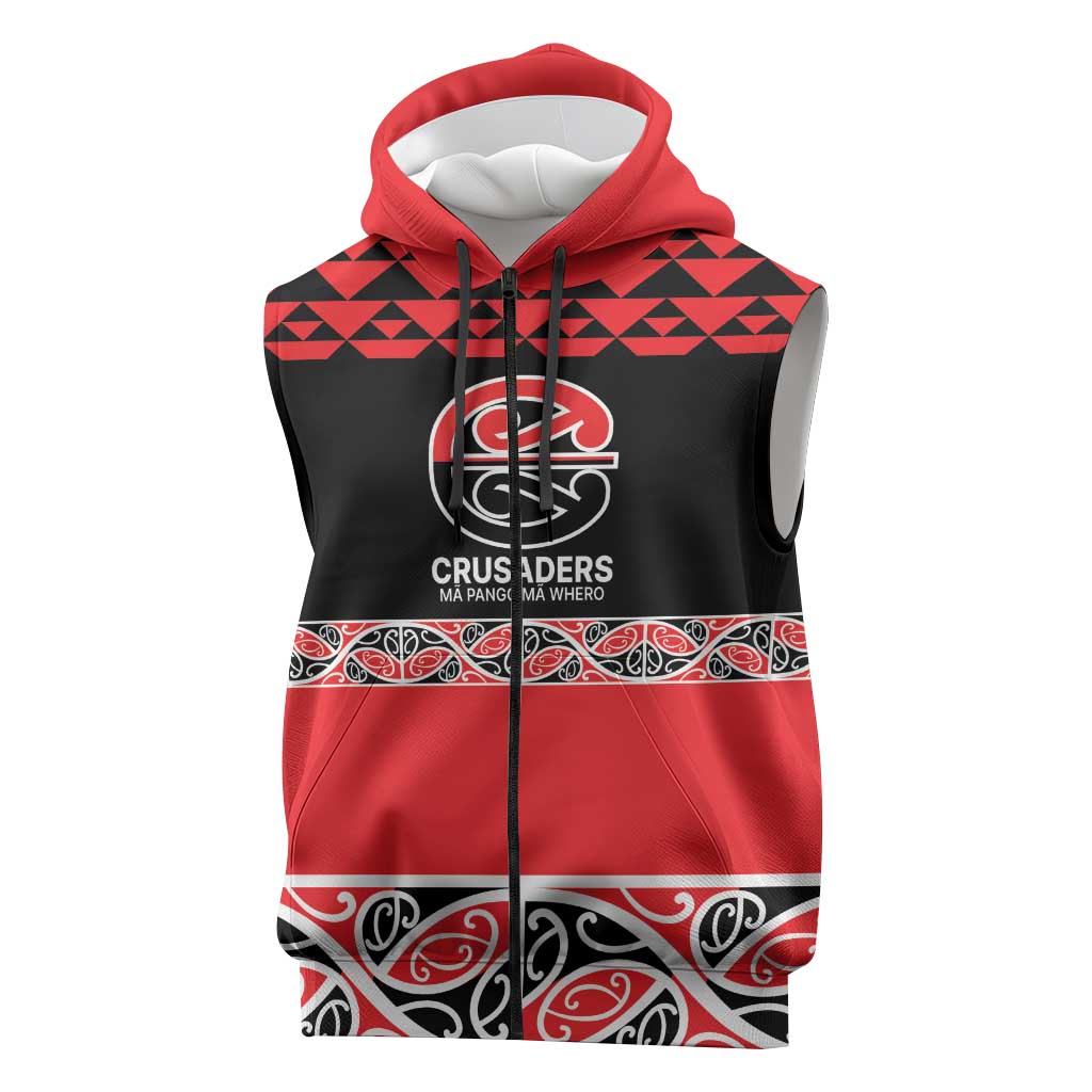New Zealand Rugby Pacific Custom Sleeveless Zip Hoodie Whatumoana Maori Kowhaiwhai Pattern - Polynesian Pride