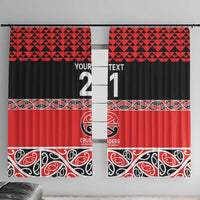 New Zealand Rugby Pacific Custom Window Curtain Whatumoana Maori Kowhaiwhai Pattern LT9 With Hooks Blue - Polynesian Pride
