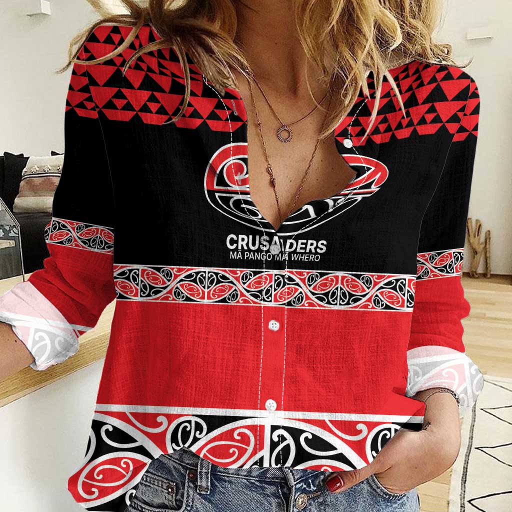 New Zealand Rugby Pacific Custom Women Casual Shirt Whatumoana Maori Kowhaiwhai Pattern