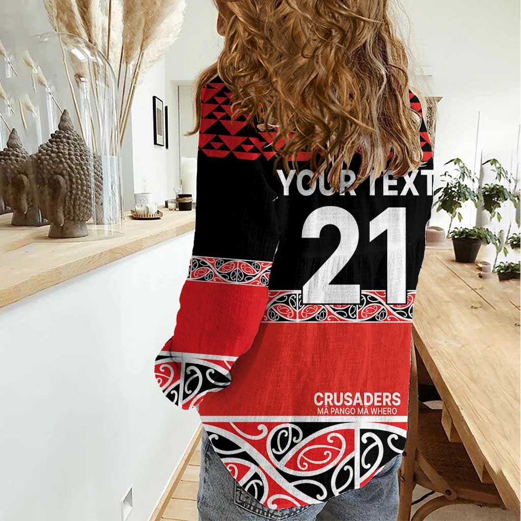 New Zealand Rugby Pacific Custom Women Casual Shirt Whatumoana Maori Kowhaiwhai Pattern