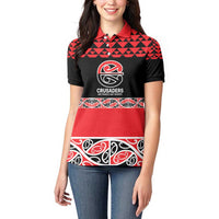 New Zealand Rugby Pacific Custom Women Polo Shirt Whatumoana Maori Kowhaiwhai Pattern