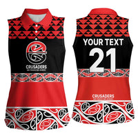 New Zealand Rugby Pacific Custom Women Sleeveless Polo Shirt Whatumoana Maori Kowhaiwhai Pattern