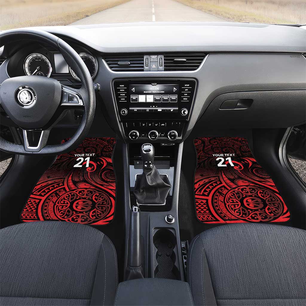 New Zealand Rugby Pacific Custom Car Mats Whatumoana Maori Tribal Tattoo LT9 Set 2pcs - Front Gold - Polynesian Pride