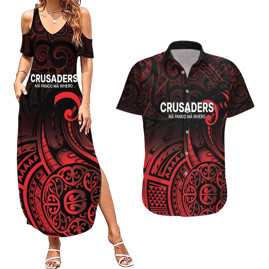 New Zealand Rugby Pacific Custom Couples Matching Summer Maxi Dress and Hawaiian Shirt Whatumoana Maori Tribal Tattoo LT9 Gold - Polynesian Pride