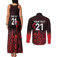 New Zealand Rugby Pacific Custom Couples Matching Tank Maxi Dress and Long Sleeve Button Shirt Whatumoana Maori Tribal Tattoo LT9 - Polynesian Pride