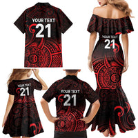 New Zealand Rugby Pacific Custom Family Matching Mermaid Dress and Hawaiian Shirt Whatumoana Maori Tribal Tattoo