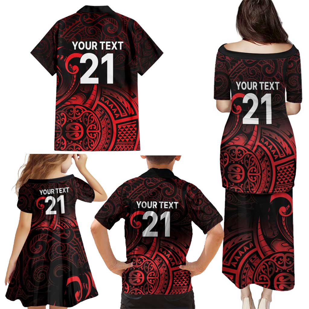 New Zealand Rugby Pacific Custom Family Matching Puletasi and Hawaiian Shirt Whatumoana Maori Tribal Tattoo